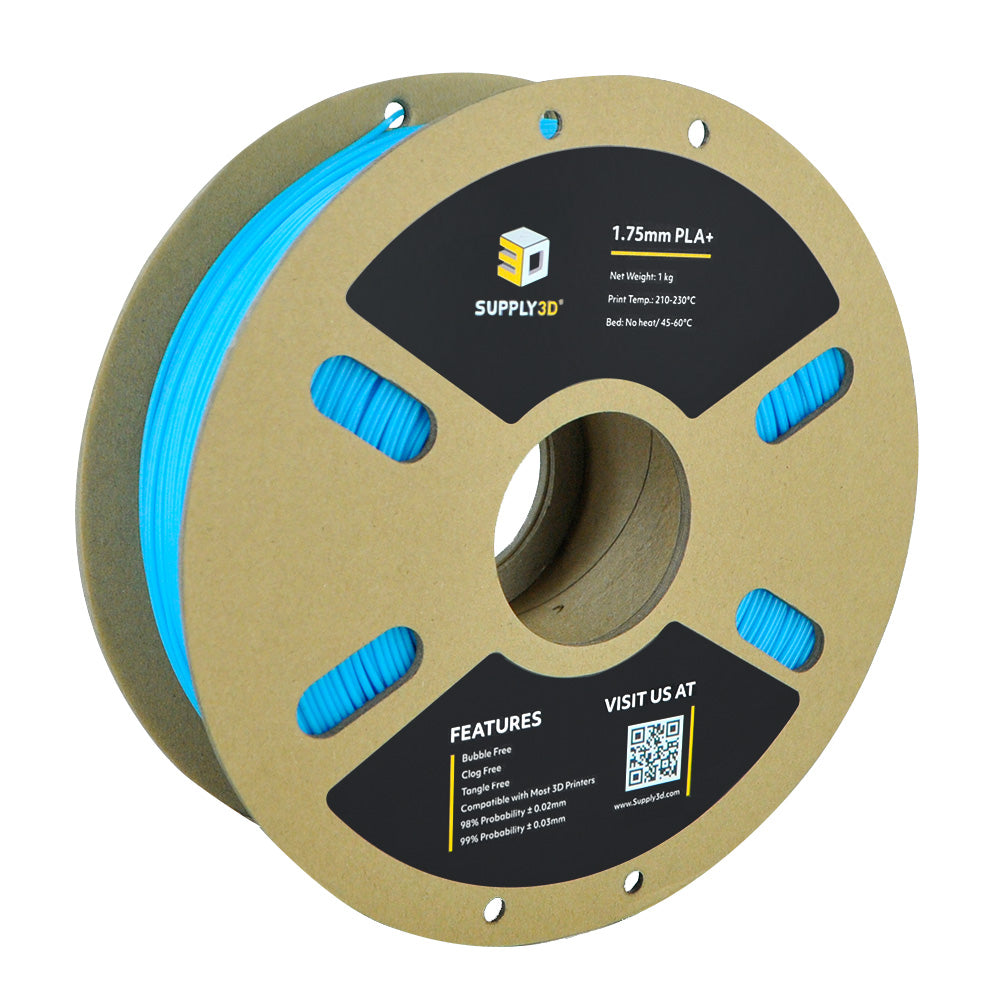 2-Pack SUPPLY3D PLA+ 3D Printer Filament 1.75 mm 1.0 KG - Light Blue