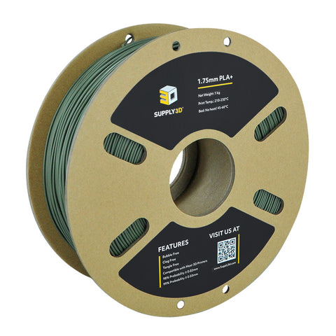 SUPPLY3D PLA+ 3D Printer Filament 1.75 mm 1.0 KG - Olive Green