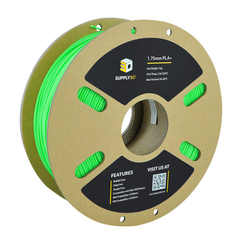 SUPPLY3D PLA+ 3D Printer Filament 1.75 mm 1.0 KG - Peak Green