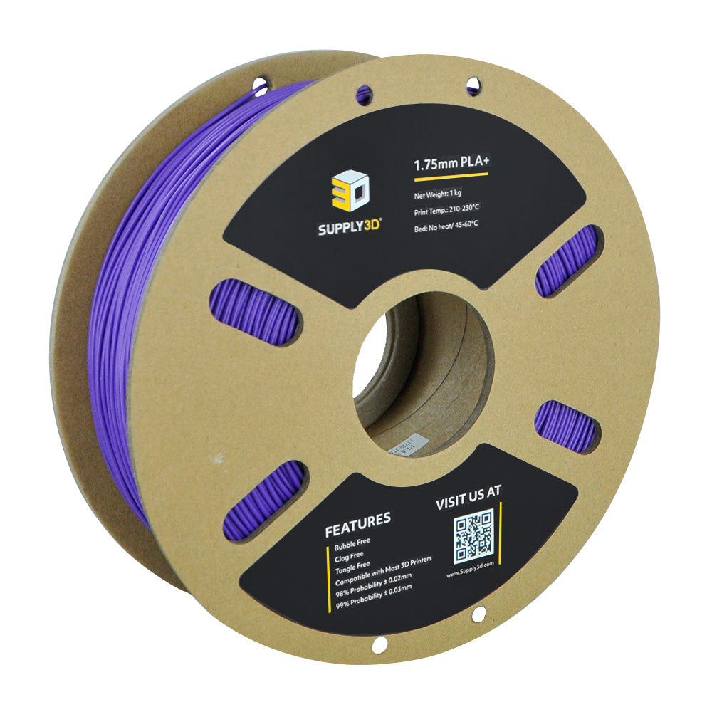 2-Pack SUPPLY3D PLA+ 3D Printer Filament 1.75 mm 1.0 KG - Purple
