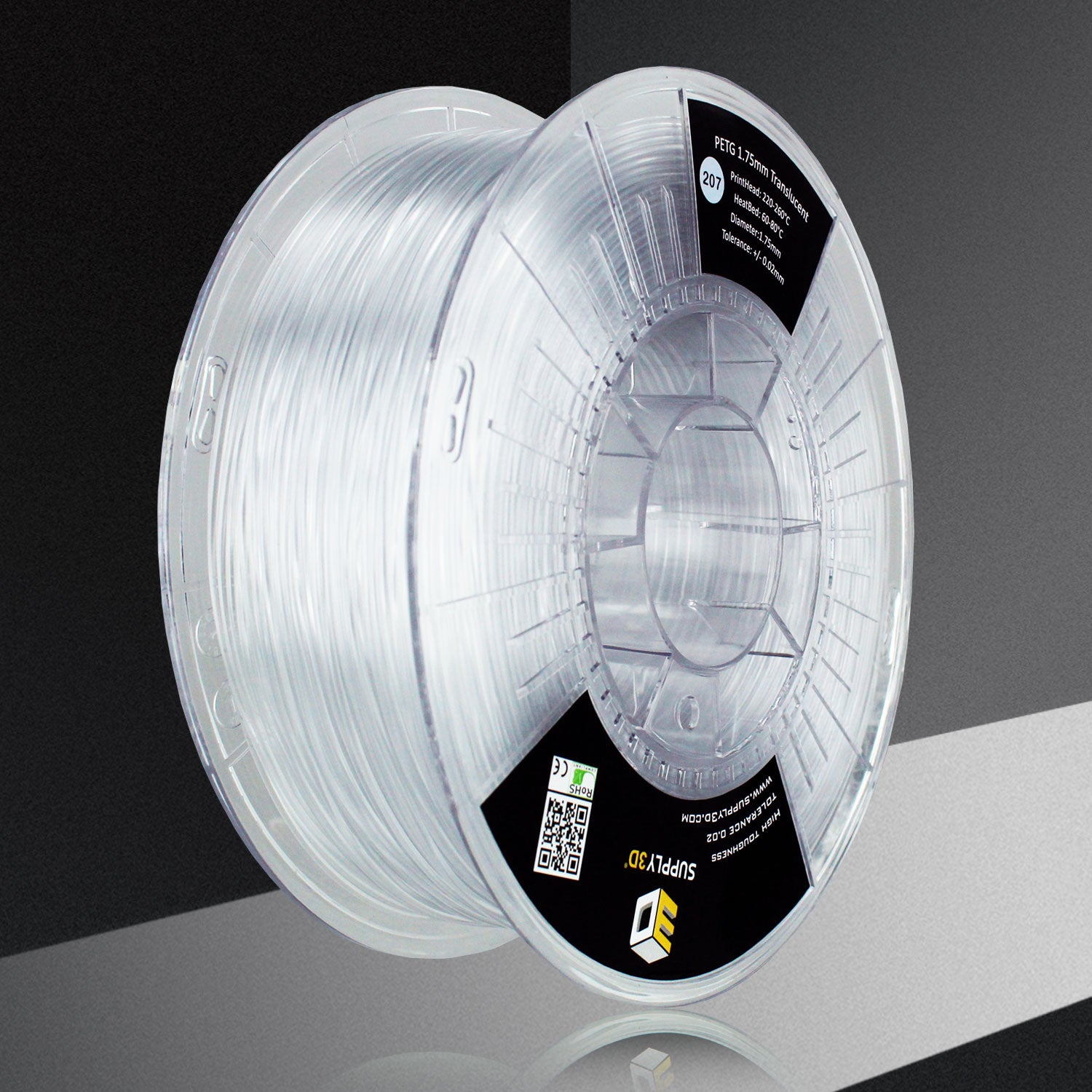 SUPPLY3D PETG 1.75MM 3D Filament 1KG Transparent