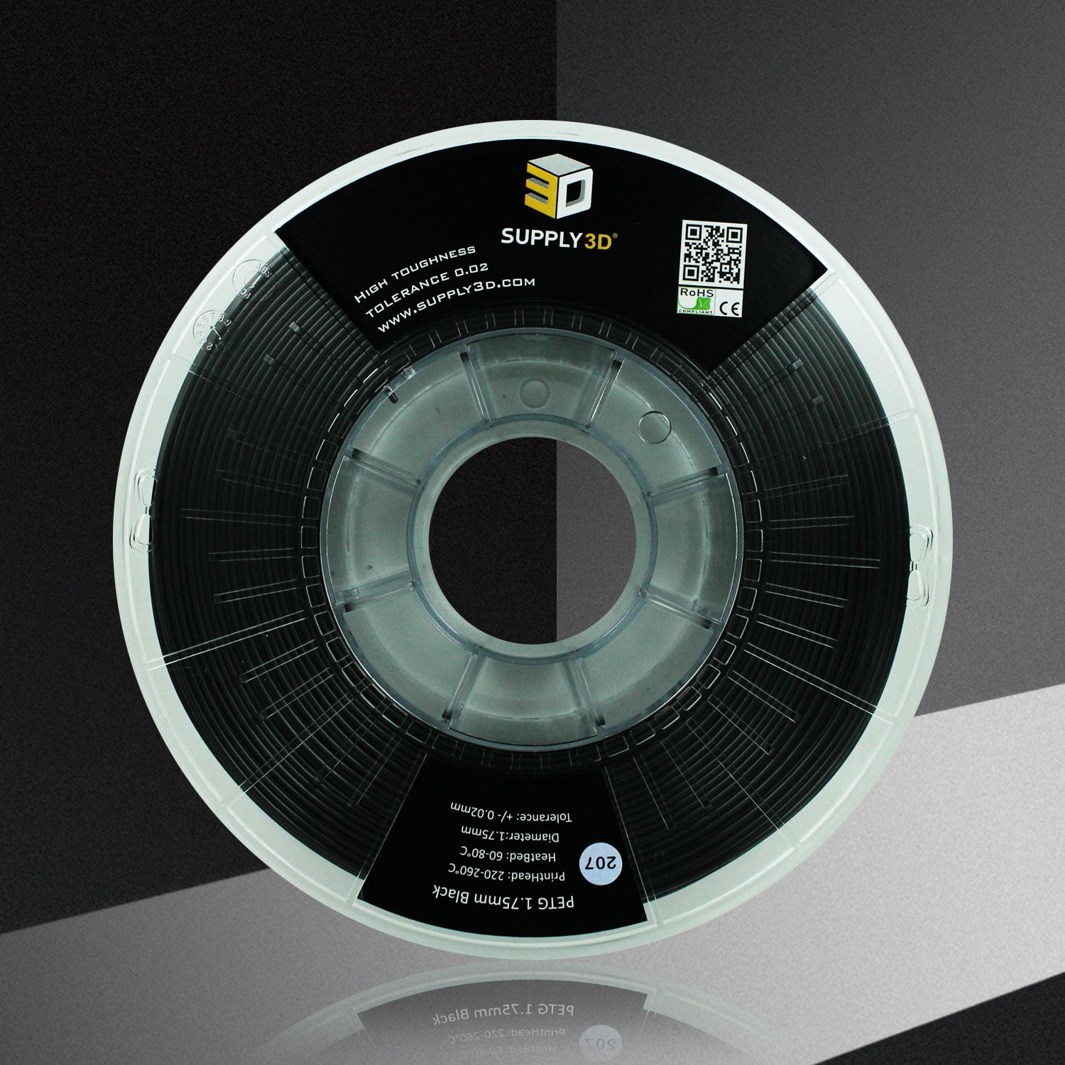 SUPPLY3D PETG 1.75MM 3D Filament 1KG Black