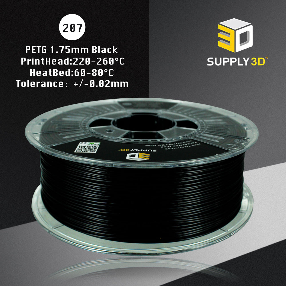 SUPPLY3D PETG 1.75MM 3D Filament 1KG Black